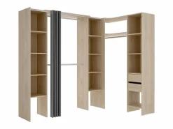 Sale Vente-unique Armario esquinero extensible L164/234 cm roble y gris DORIAN Color natural claro