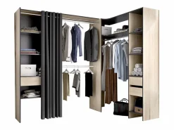 Best Armario esquinero extensible An. 164/214 cm Roble y antracita GONTRAN Armario Abierto, Vestidor
