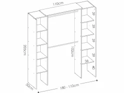 Armario esquinero extensible L164/234 cm Roble y antracita DORIAN Armario Abierto, Vestidor