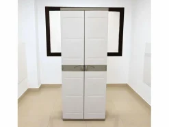 Hot Armario exterior Titanium 2 puertas , 4 estantes regulables, resina 70x176x41 cm Armario De Jardín
