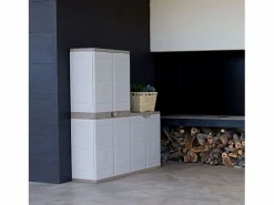 Hot Armario exterior Titanium 2 puertas , 4 estantes regulables, resina 70x176x41 cm Armario De Jardín