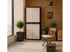 Armario exterior Titanium 2 puertas 4 estantes regulables 70x176x41 cm Negro