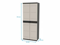 Armario exterior Titanium 2 puertas 4 estantes regulables 70x176x41 cm Negro