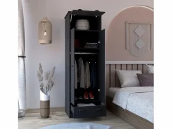 Hot Armario falkland en melamina con 2 puertas ,2 estantes , 1 barra para colgar ropa , 1 gabinete superior y 1 cajon , , 179 cm X 59.2 cm X 50 cm Armario