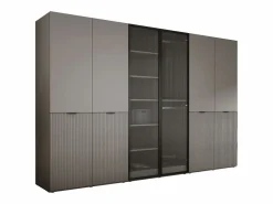 Outlet Armario: Platino / Vidrio Ranurado, 300 x 200 x 51 cm Gris