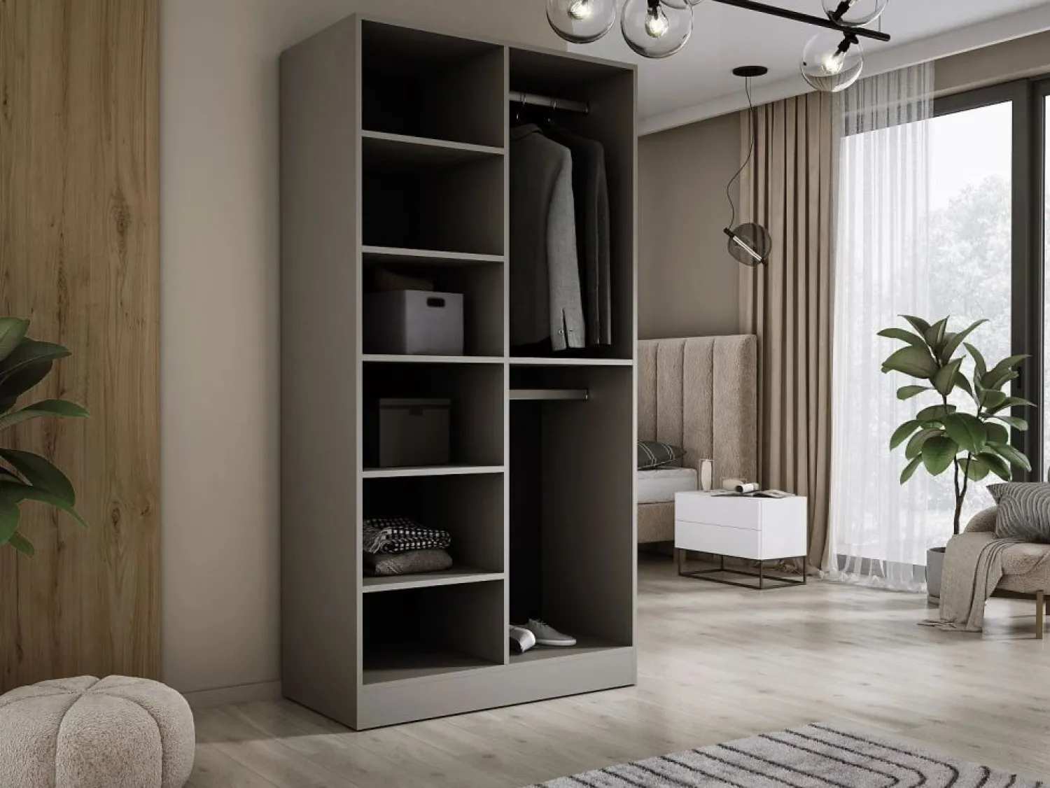 New Armario: Gris Platino / Vidrio Antisol, 100 x 200 x 51 cm Armario Abierto, Vestidor