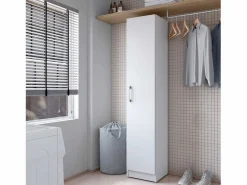 Clearance Armario hogar escobero Multiusos en Color (Alto 170 cm/Ancho 35 cm/Fondo 32 cm) - Buyqualia Blanco