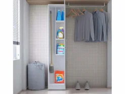 Clearance Armario hogar escobero Multiusos en Color (Alto 170 cm/Ancho 35 cm/Fondo 32 cm) - Buyqualia Blanco