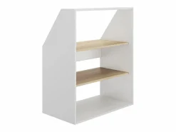 Online Vente-unique Armario inclinado para techo abuhardillado con 2 estantes blanco y natural - ADEZIO Color natural claro / Blanco