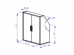 Hot Vente-unique Armario inclinado para techo abuhardillado con 4 puertas, 2 estantes y 2 estantes y natural - ADEZIO Blanco