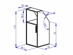 Outlet Vente-unique Armario inclinado para techo abuhardillado 1 puerta 2 estantes y 1 estante - ADEZIO Blanco