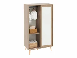 Best Armario infantil - 80 x 46 x 141,5 cm - con puertas correderas + barra - madera - natural Muebles Niño|Armario