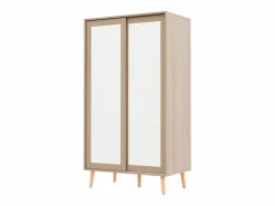 Best Armario infantil - 80 x 46 x 141,5 cm - con puertas correderas + barra - madera - natural Muebles Niño|Armario