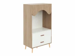 Hot Merax Armario infantil - 80 x 46 x 141,5 cm - con barra + 2 cajones - aglomerado - natural Color natural claro