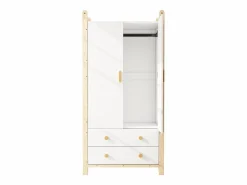 Merax Armario infantil - 90 x 45 x 180 cm - con 2 puertas + barra + 2 cajones - aglomerado -