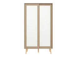 Online Hauss Spole Armario infantil con 2 puertas correderas y barra para colgar ropa, blanco y natural, 80 × 45,7 × 141,5 cm Color natural claro