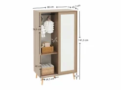 Online Hauss Spole Armario infantil con 2 puertas correderas y barra para colgar ropa, blanco y natural, 80 × 45,7 × 141,5 cm Color natural claro