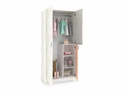 duehome Armario juvenil Kenia Blanco Alpes - Rosa y Gris