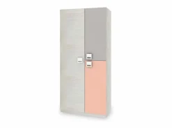 duehome Armario juvenil Kenia Blanco Alpes - Rosa y Gris