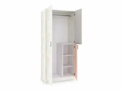 duehome Armario juvenil Kenia Blanco Alpes - Rosa y Gris