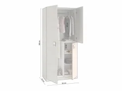 duehome Armario juvenil Kenia Blanco Alpes - Rosa y Gris