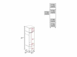 New TuHome Armario Kronospan en melamina , tres estantes , barra para colgar ropa y espejo incluido , , 160 cm X 40 cm X 48 cm Blanco