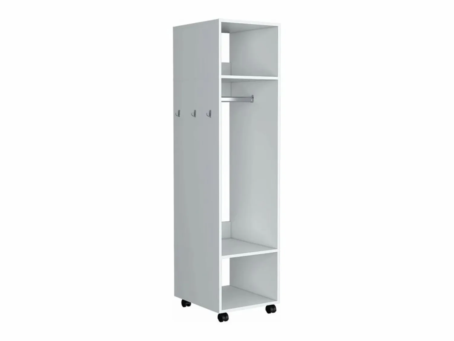New TuHome Armario Kronospan en melamina , tres estantes , barra para colgar ropa y espejo incluido , , 160 cm X 40 cm X 48 cm Blanco