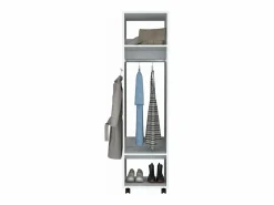 New TuHome Armario Kronospan en melamina , tres estantes , barra para colgar ropa y espejo incluido , , 160 cm X 40 cm X 48 cm Blanco