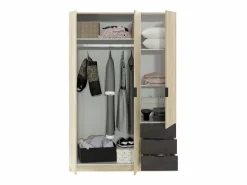 Hot Armario LC 3 puertas + 3 cajones roble/oxido 180x121x52 cm Armario
