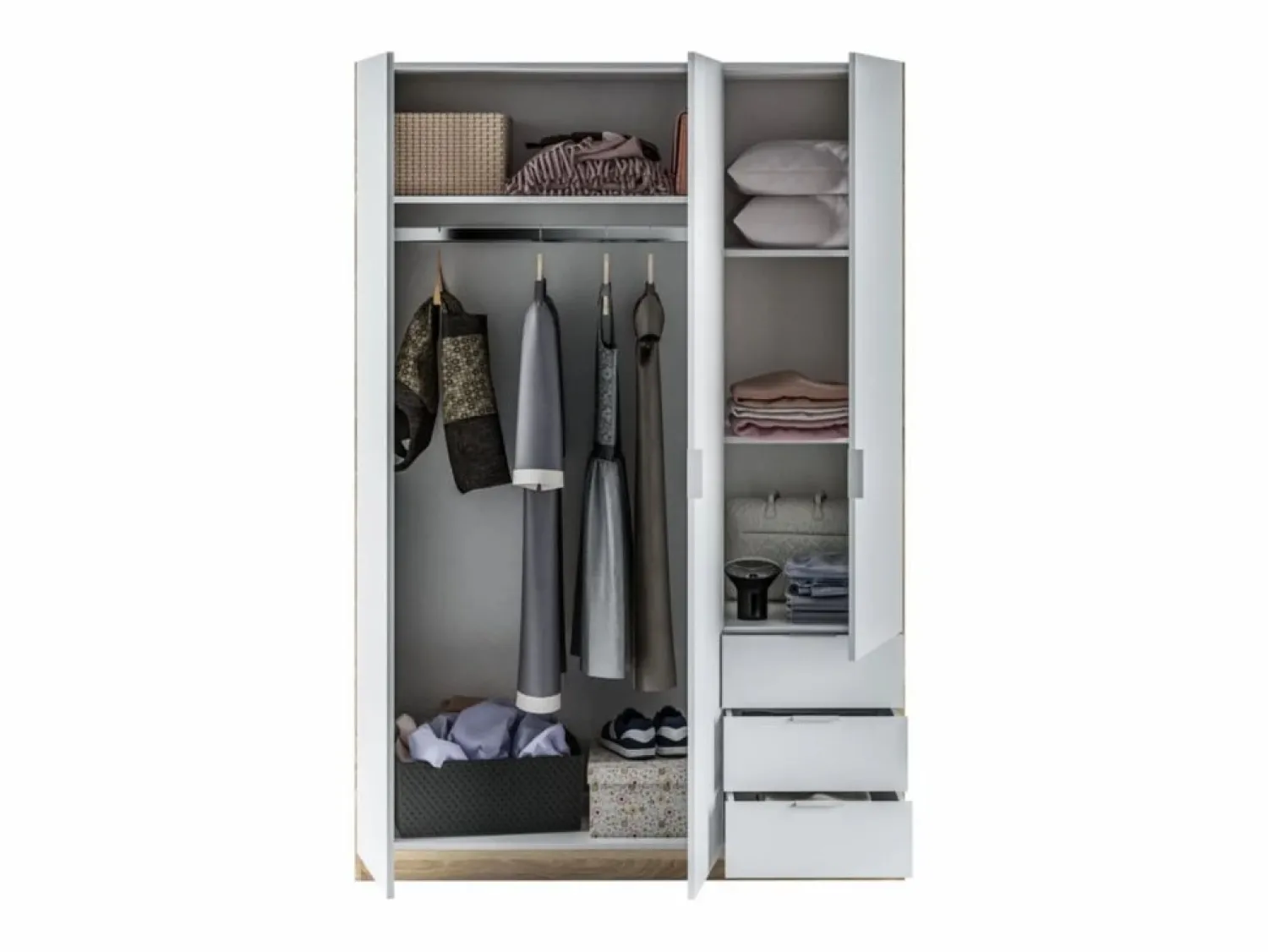 Online Armario LC 3 puertas + 3 cajones roble/blanco 180x121x52 cm Muebles Niño|Armario