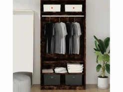 Armario madera contrachapada color roble ahumado 100x50x200 cm ES723775 Marru00f3n