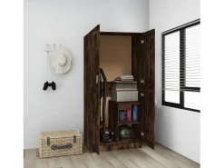 Best Armario madera contrachapada roble ahumado 82,5x51,5x180 cm ES571153 Marru00f3n