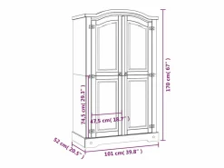 Outlet vidaxl Armario madera de pino Mexicano estilo Corona 2 Puertas Gris