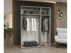 Discount Abiks Möbel Armario Marbella 1 con puertas batientes 202/150/52 3 puertas (artisan/negro) Negro / Color natural claro
