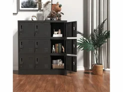 Clearance Armario metálico de 9 puertas, taquilla de almacenamiento segura para oficina, escuela y gimnasio, de metal, (90 x 40 x 100 cm) Armario Oficina