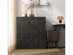 Clearance Armario metálico de 9 puertas, taquilla de almacenamiento segura para oficina, escuela y gimnasio, de metal, (90 x 40 x 100 cm) Armario Oficina