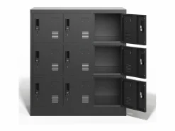 Clearance Armario metálico de 9 puertas, taquilla de almacenamiento segura para oficina, escuela y gimnasio, de metal, (90 x 40 x 100 cm) Armario Oficina