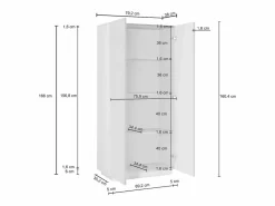 Clearance Armario multiusos Easy con 2 puertas mate 79,20x38x166 cm Armario Oficina