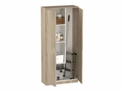 Armario Multiusos Escobero 1 Estante Superior Altura Roble Cambrian 180x80x35cm Marru00f3n