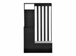 Clearance Hauss Spole Armario con 3 cajones, 1 puerta, 4 ganchos y panel perforado, 100 x 35 x 180 cm Negro