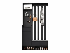 Clearance Hauss Spole Armario con 3 cajones, 1 puerta, 4 ganchos y panel perforado, 100 x 35 x 180 cm Negro