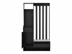 Clearance Hauss Spole Armario con 3 cajones, 1 puerta, 4 ganchos y panel perforado, 100 x 35 x 180 cm Negro