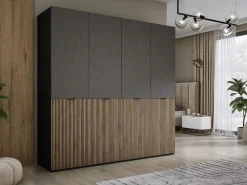 Best Armario: Negro Grafito / Roble Wotan, 200 x 200 x 51 cm Armario Abierto, Vestidor