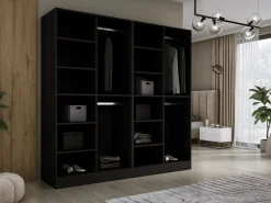 Best Armario: Grafito / Vidrio Ranurado, 200 x 200 x 51 cm Negro