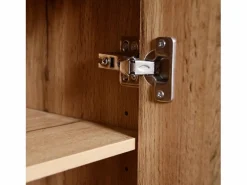 Hauss Spole Armario negro y madera con espejo, 2 puertas, banqueta y 4 ganchos 105x40x191,5cm