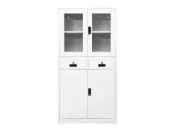 vidaxl Armario oficina acero vidrio templado 90x40x180 cm