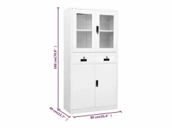 vidaxl Armario oficina acero vidrio templado 90x40x180 cm