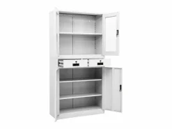vidaxl Armario oficina acero vidrio templado 90x40x180 cm