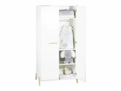 Armario para bebé de 2 puertas con patas de madera blanca