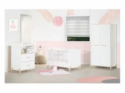 Armario para bebé de 2 puertas con patas de madera blanca